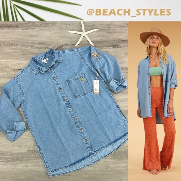 Billabong Tops - 🔆BILLABONG🔆 Salty Blonde In The Tide Long Sleeve Denim Shirt